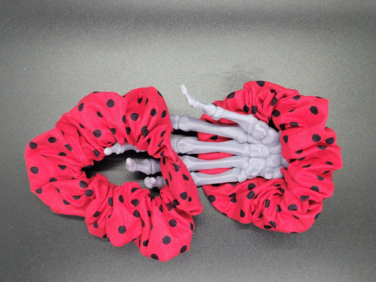 Rockabilly Red Polkadot Cotton and Elastic Hair Tie Scrunchie