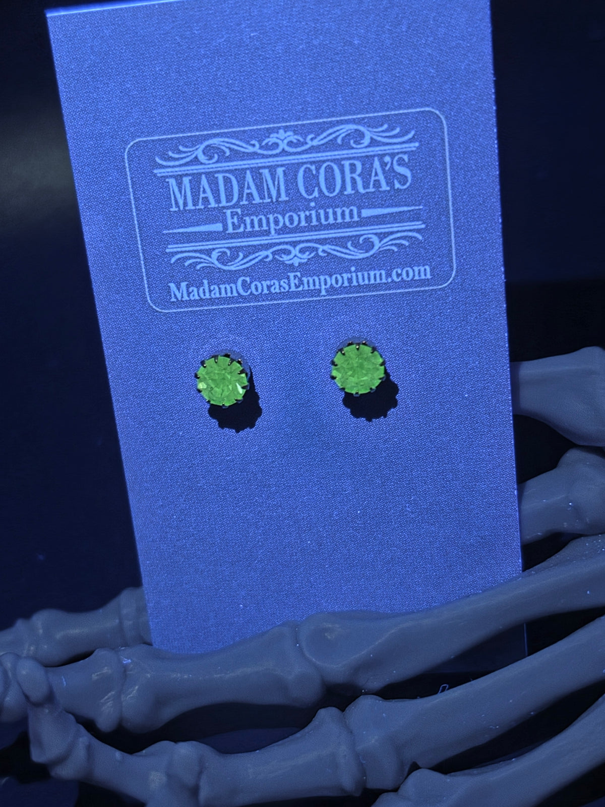 Uranium Glass Peridot Swarovski Gold Tone Stud Earrings 5mm
