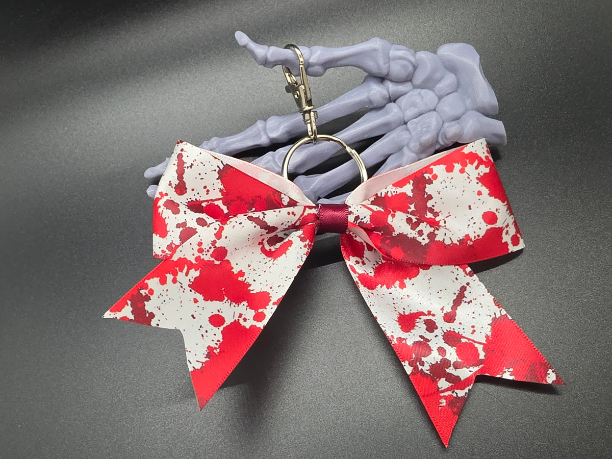Halloween Bloody Prints 2 Purse Charm Cheer Bow Style Clip Handmade