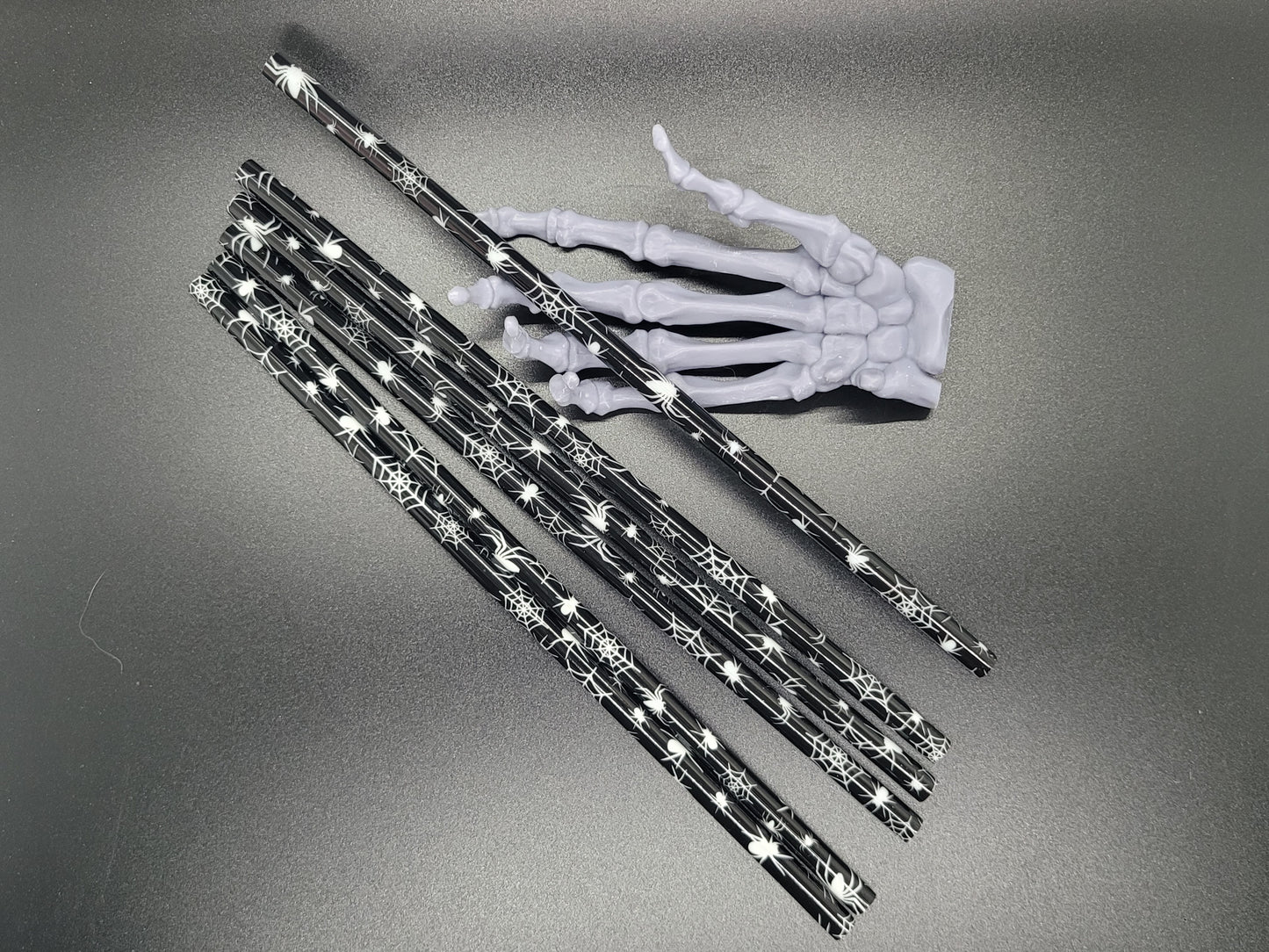 Black Webs 9 in Reusable Plastic Tumbler Straw