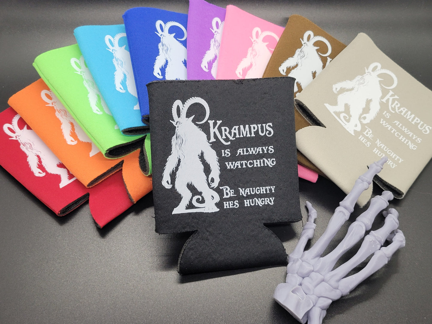 Krampus is Hungry Can Cooler Neoprene Koozie