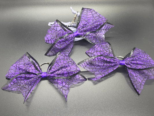 Purple Spiderwebs Purse Charm Cheer Bow Style Clip Handmade