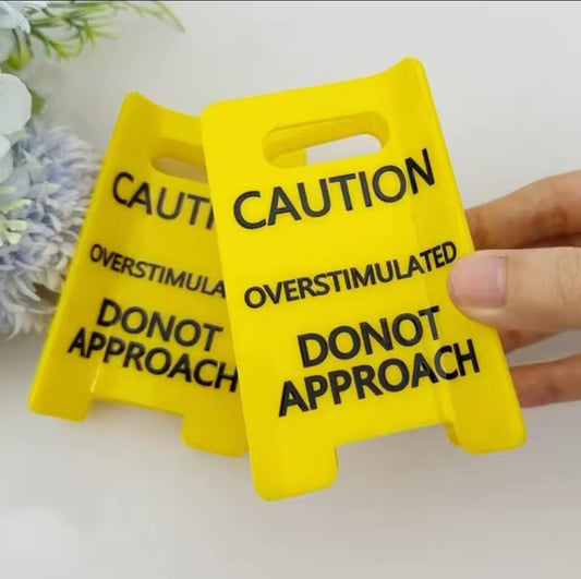 Yellow Large Warning Sign Acrylic Hair Claw Clip