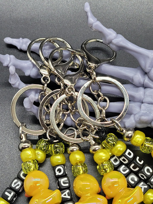 Rubber Ducky Beaded Key Chain Custom Phrase Yellow Keychain