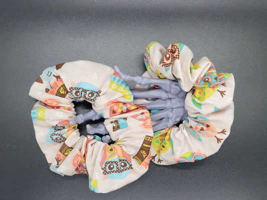 Vintage Owls Cotton and Elastic Hair Tie Scrunchie