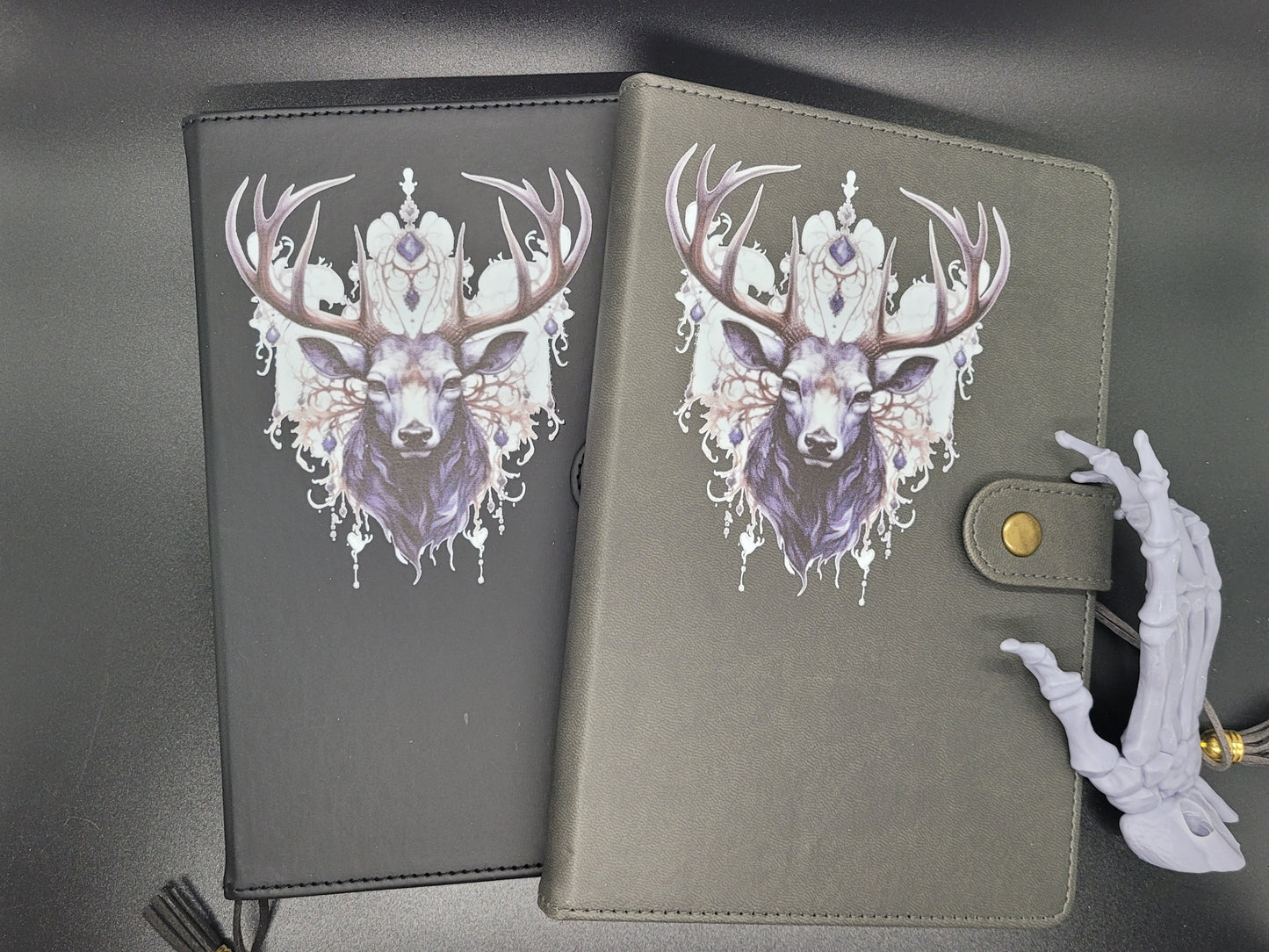 Mystic Deer Lined Blank Journal Book of Shadows Grimoire Faux Leather