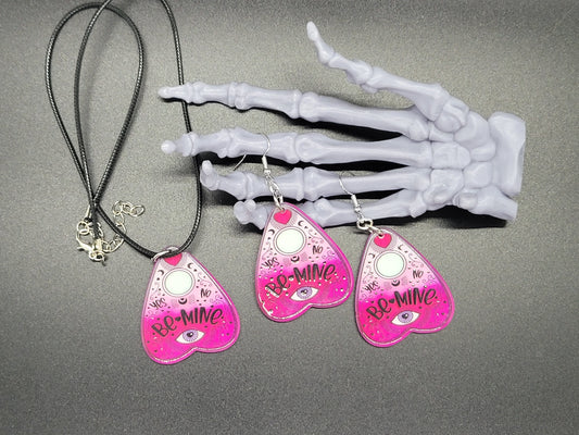Be Mine Planchette Valentine Resin Earrings Necklace Valloween