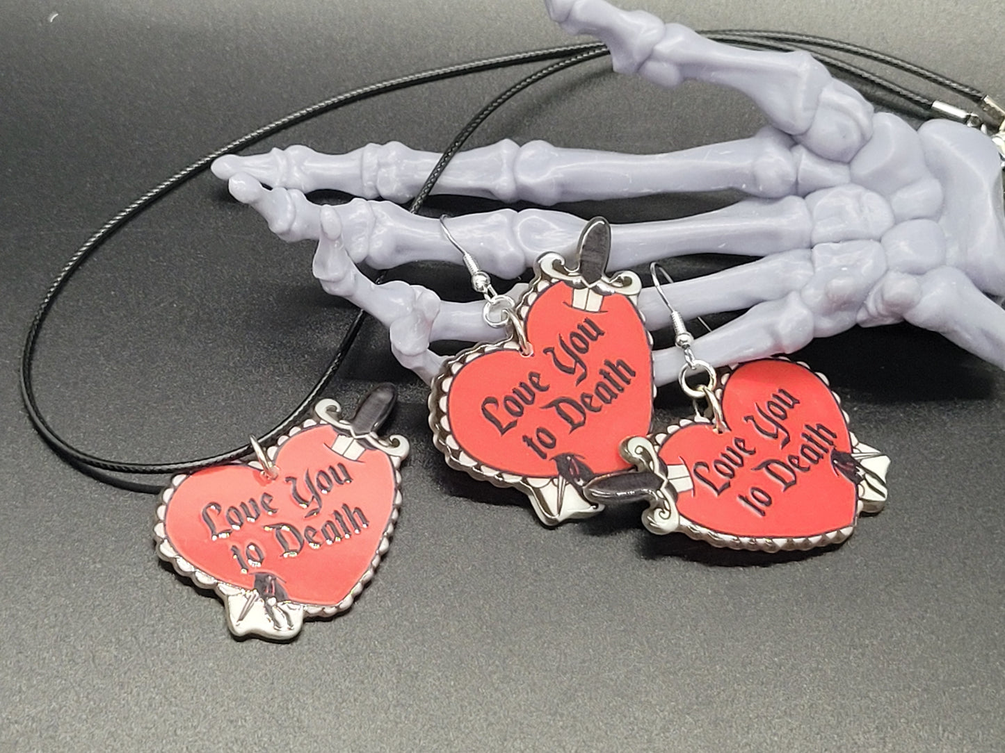 Love Heart Valentine Resin Earrings Necklace Valloween