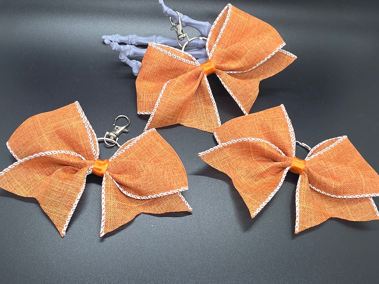 Pumpkin Spice Purse Charm Cheer Bow Style Clip Handmade