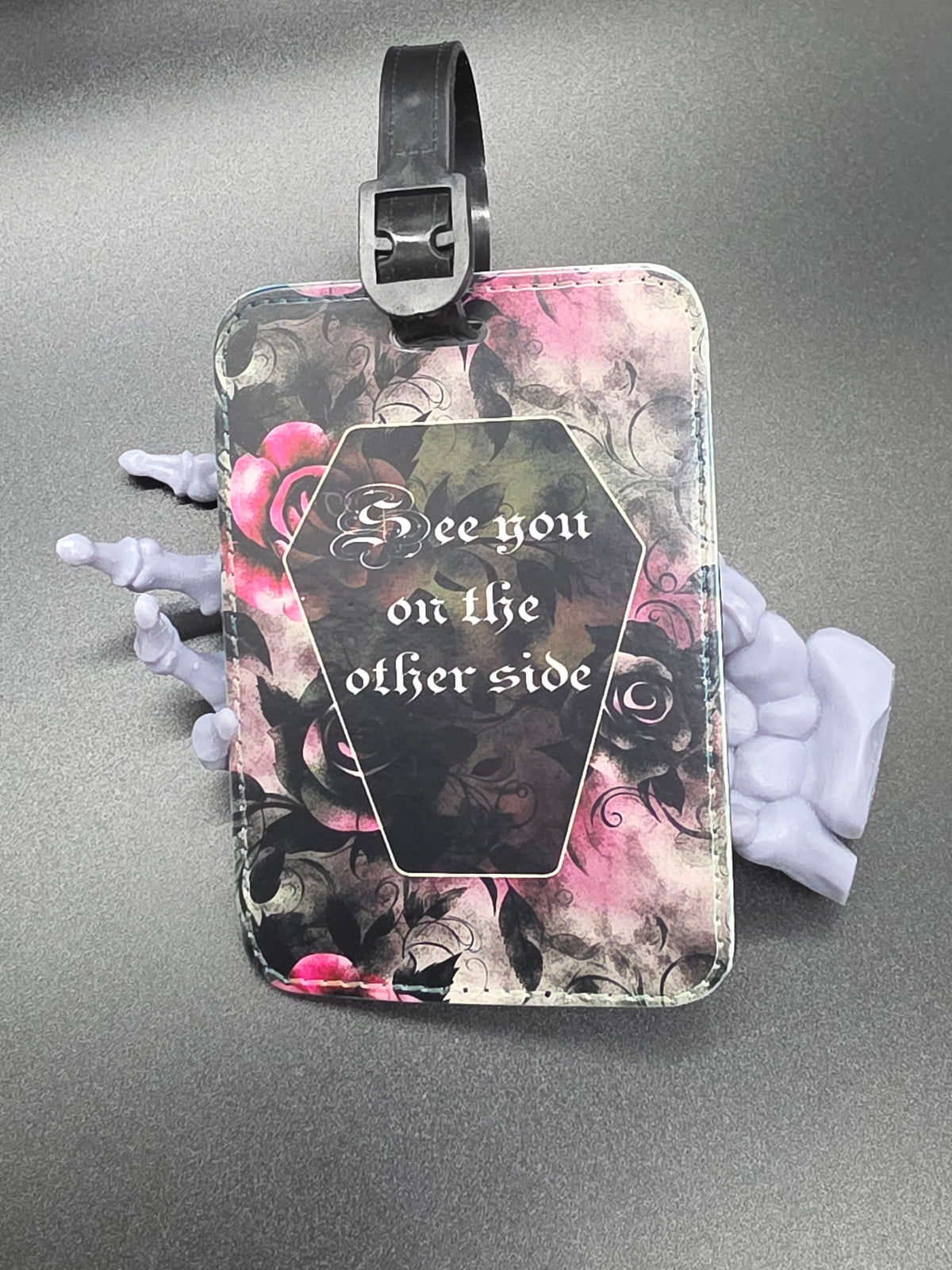 Custom Printed Luggage Bag Tag School Backpack Halloween Coffin Roses