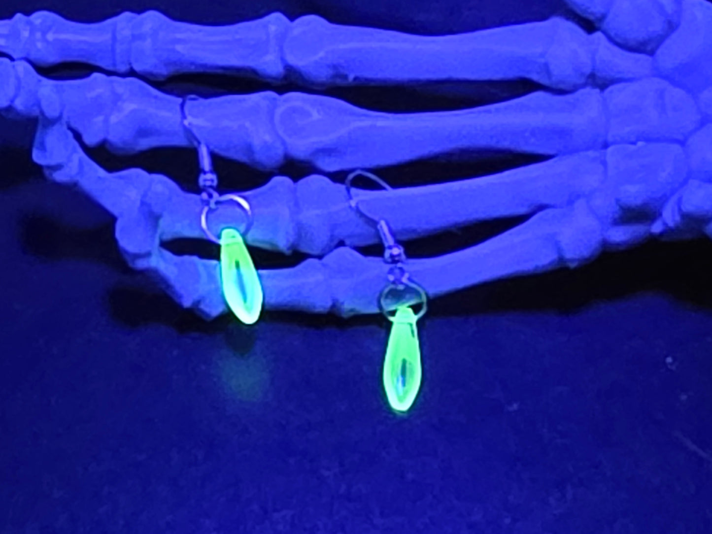 Dainty Uranium Glass Drop Earrings Vaseline Drop 3