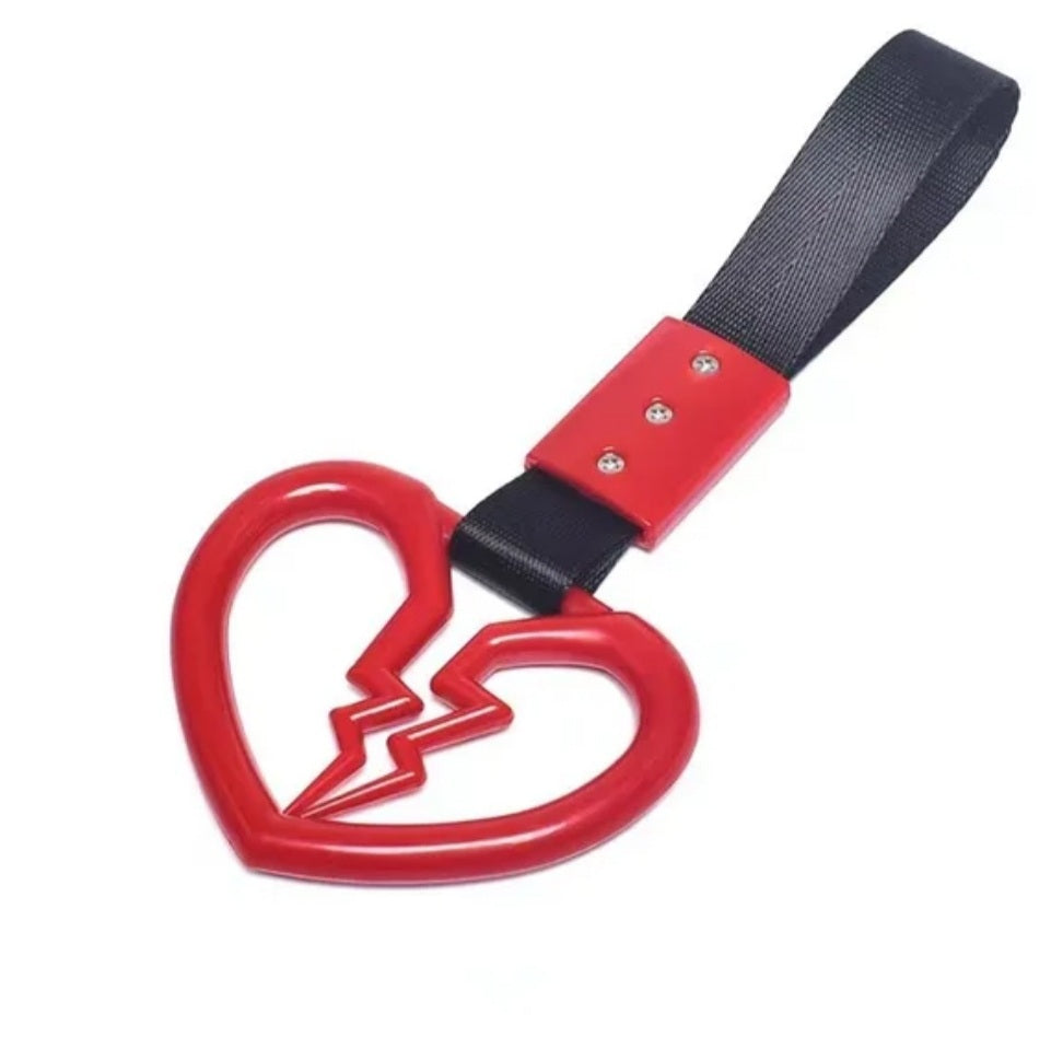 JDM Style Strap Tow Hook Handle Broken Heart Shape Plastic Car Decoration