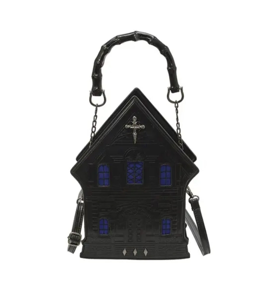 Gothic Haunted House Faux Leather Purse