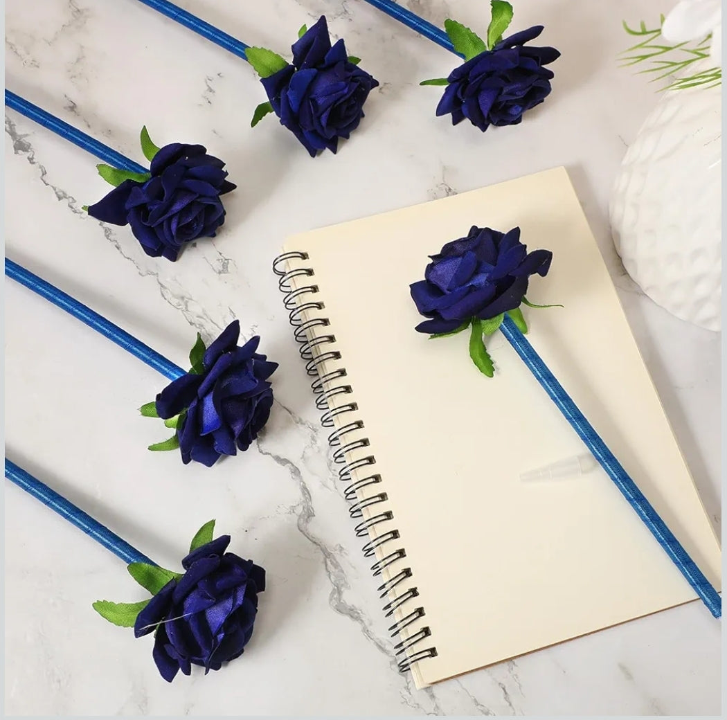 Blue Rose Pen Black Ink Writing Weddings