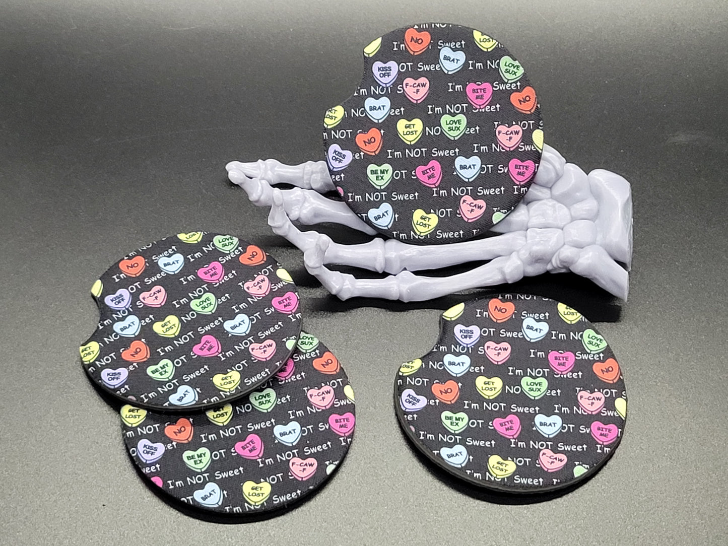 Not Sweet Valloween Neoprene Car Coaster Set of 2