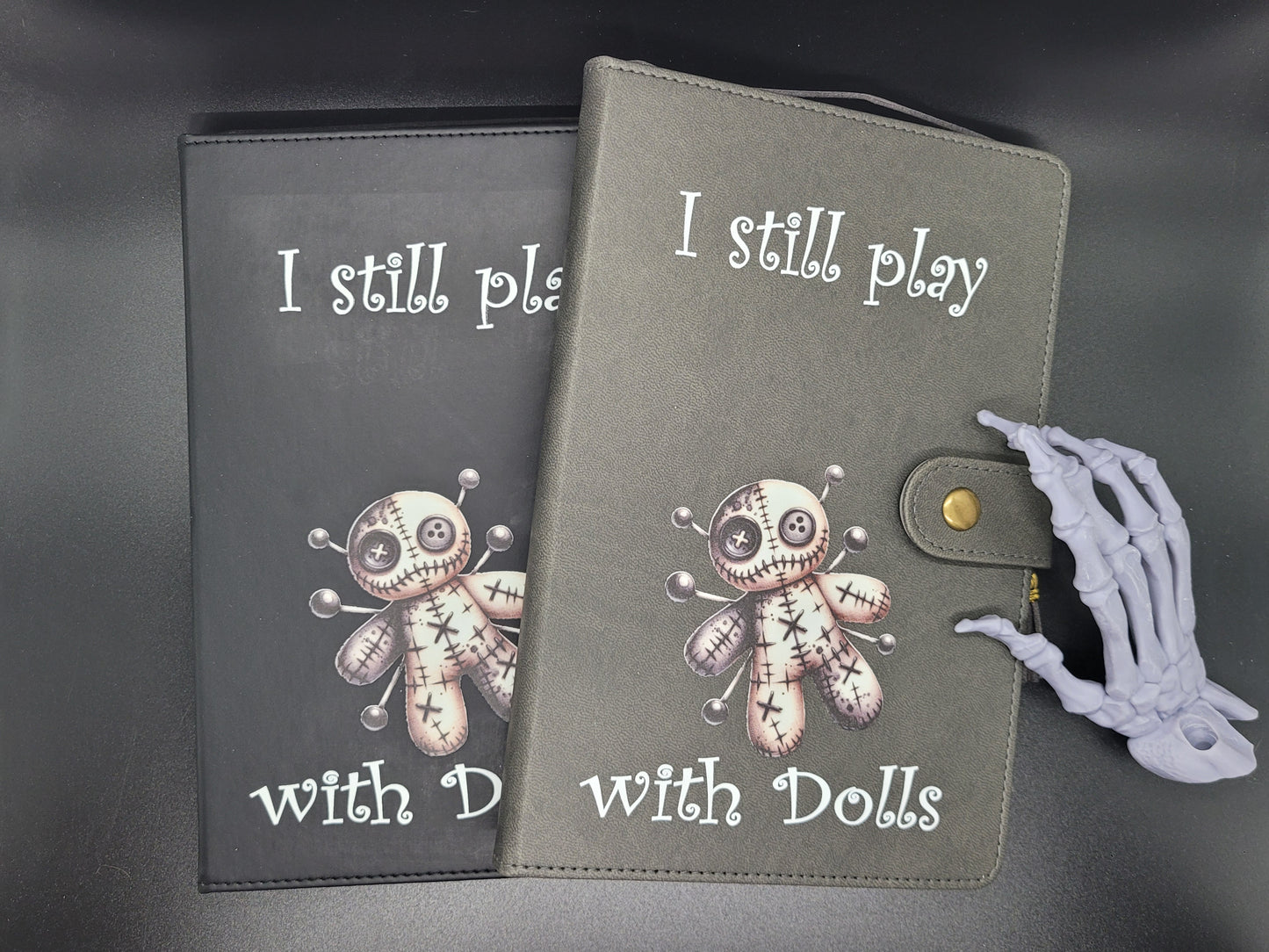 Plays with Dolls Lined Blank Journal Book of Shadows Grimoire Faux Leather