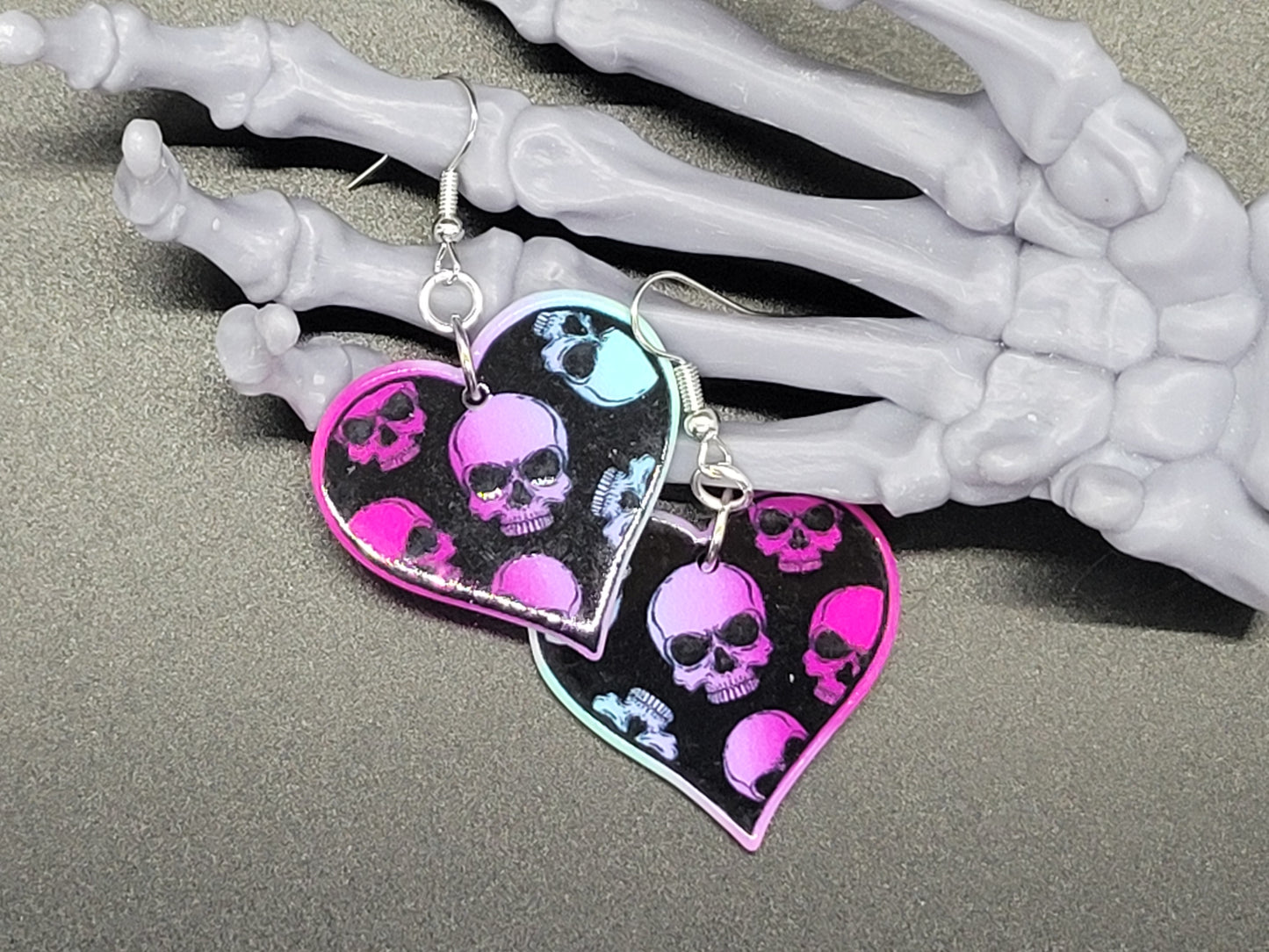 Skull Heart Valentine Resin Earrings Necklace Valloween