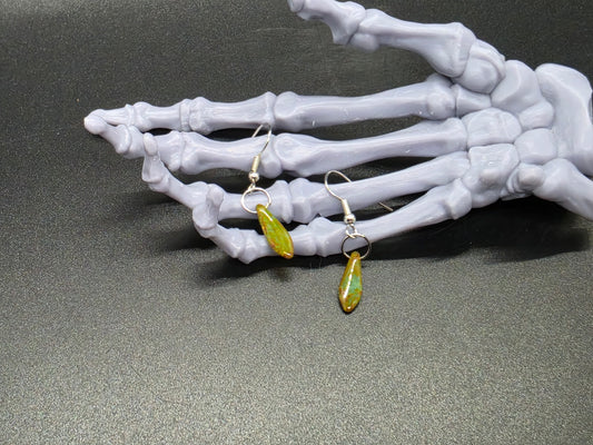 Dainty Uranium Glass Drop Earrings Picasso Drop 7