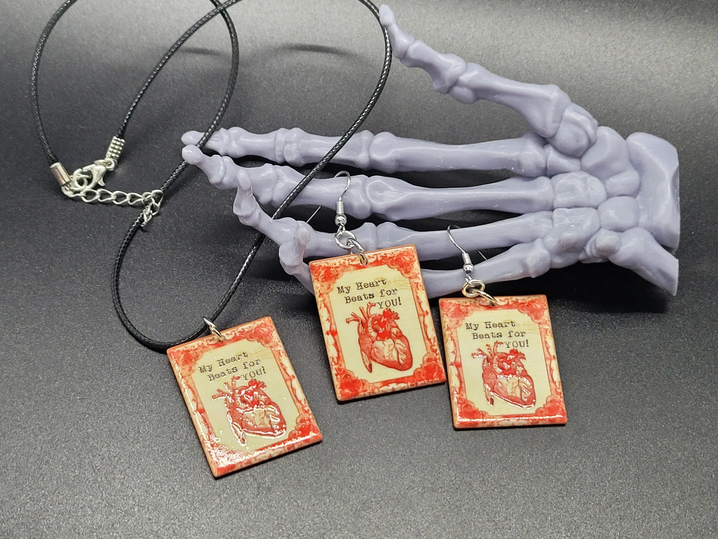Medical Heart Valentine Resin Earrings Necklace Valloween