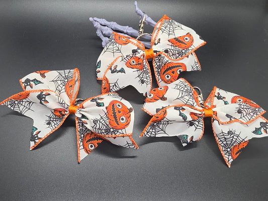Halloween Pumpkins 2 Purse Charm Cheer Bow Style Clip Handmade