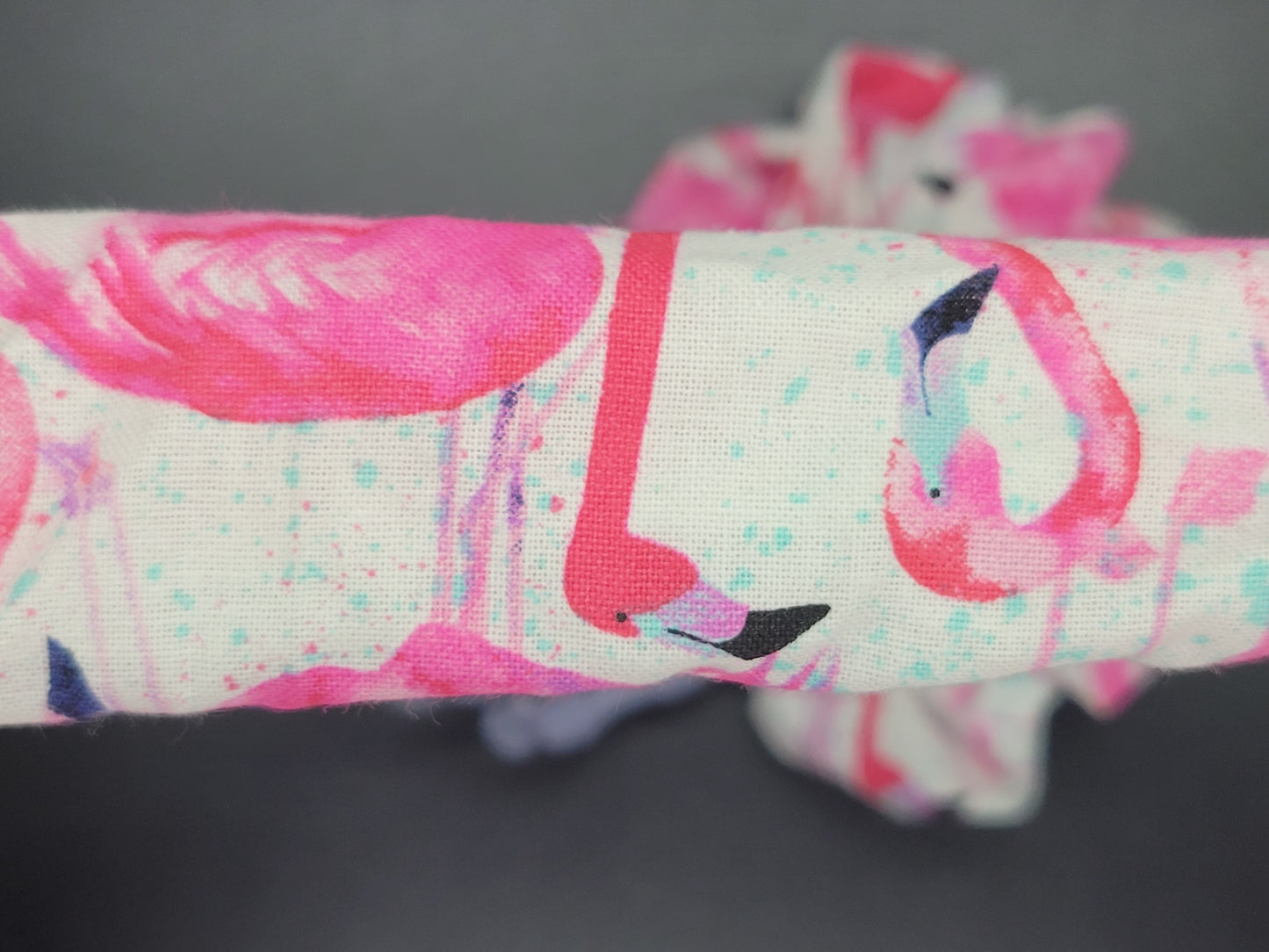 Watercolor Flamingos Cotton and Elastic Hair Tie Scrunchie