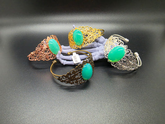 Uranium Glass Green Opal Adjustable Bracelet