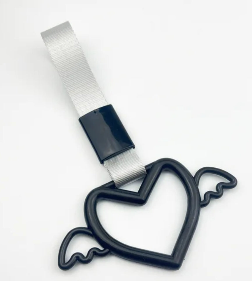 JDM Style Strap Tow Hook Handle Flying Heart Shape Plastic Car Decoration