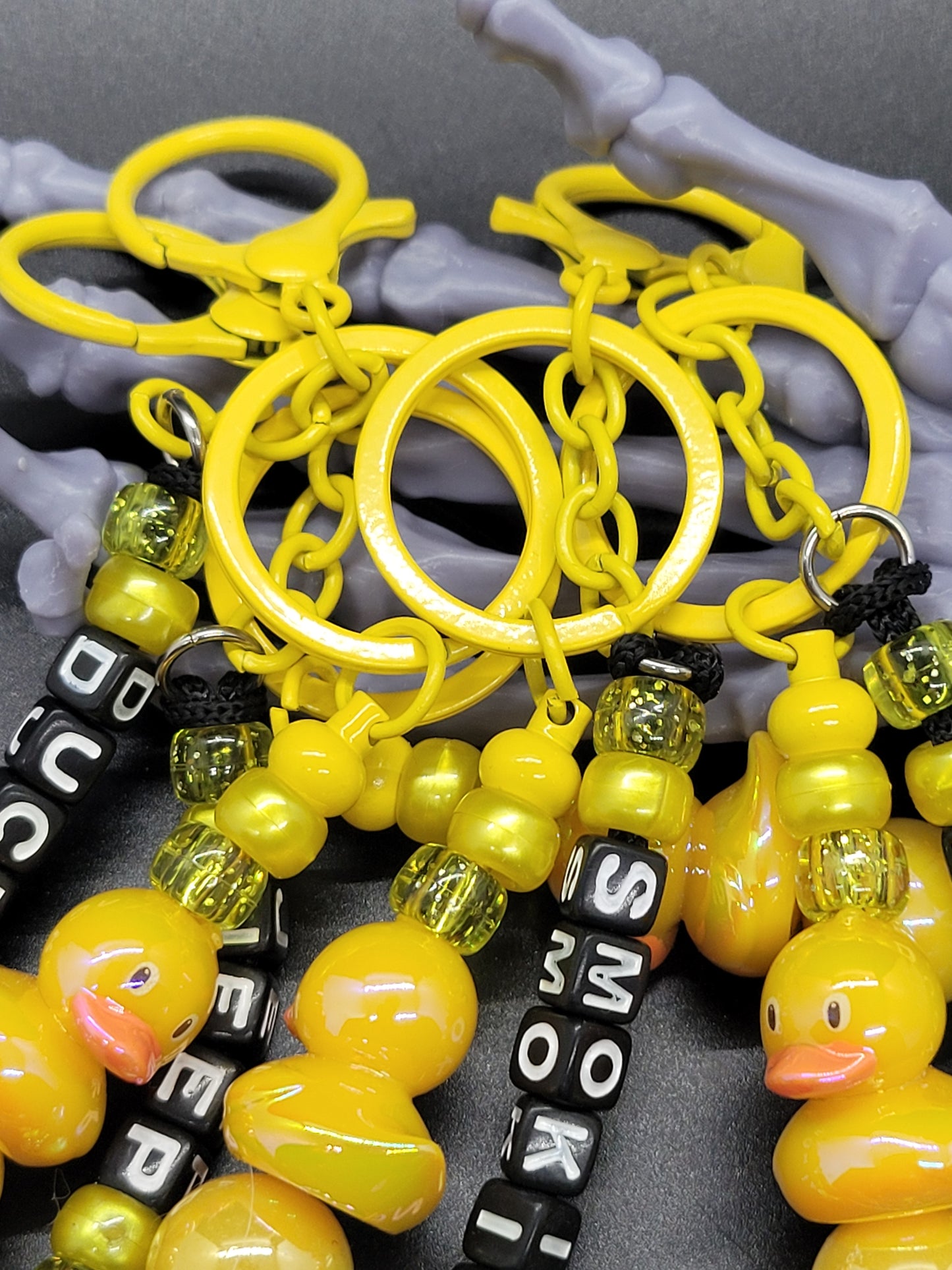 Rubber Ducky Beaded Key Chain Custom Phrase Yellow Keychain