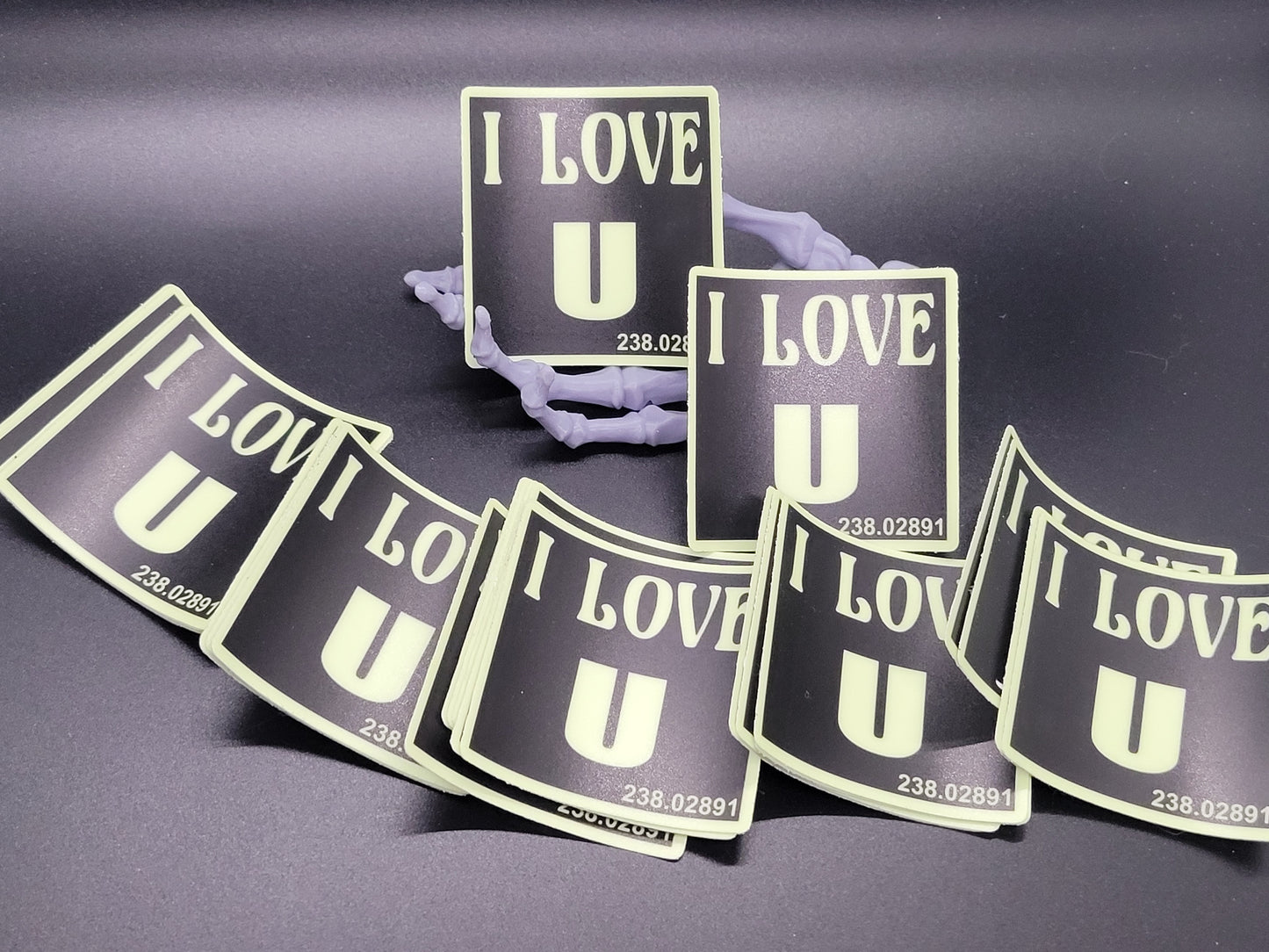 I Love U 238 Radioactive Glow in the Dark Heavy Grade Vinyl Decal