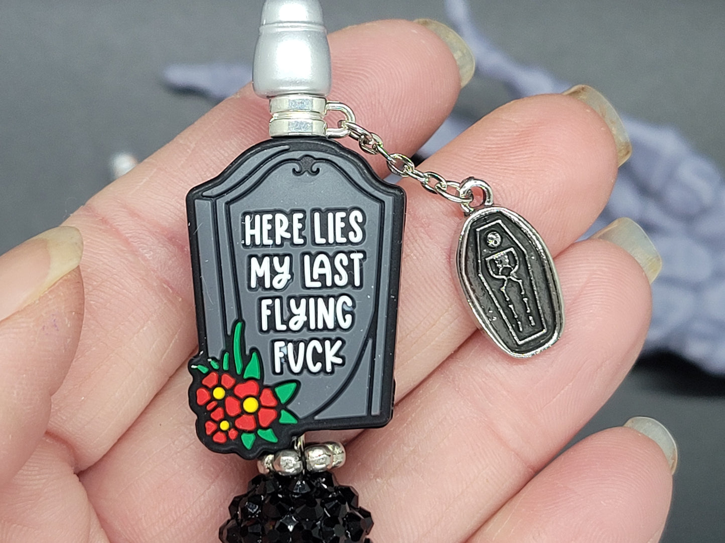 My Last F@&# Tombstone and Coffin Beaded Pen with Refill