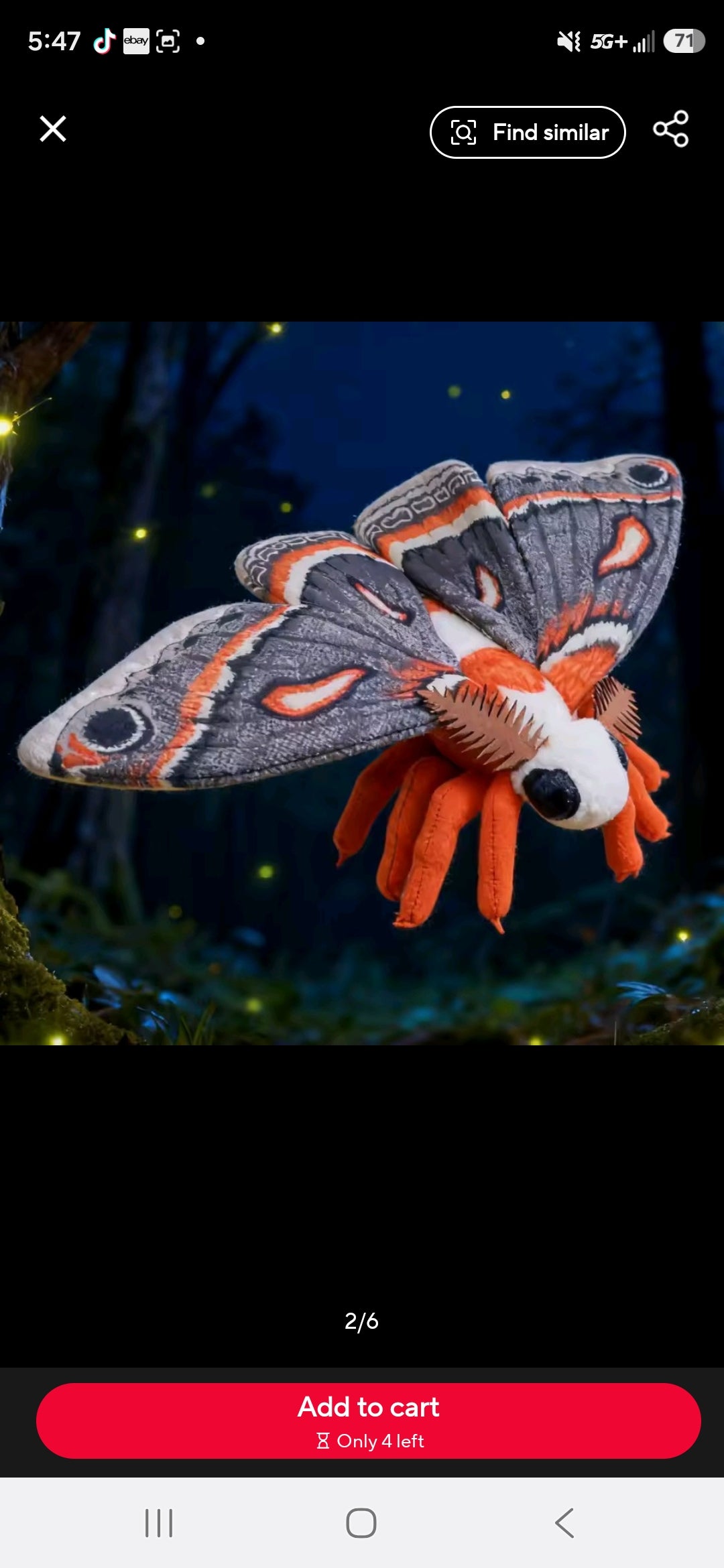 Plush Stuffed Silk Moth Halloween Cute Animal