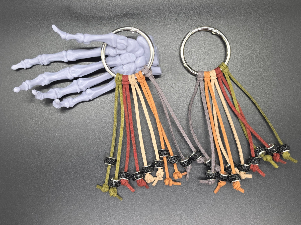 Fall Colors Western Gothic Boot Fringe Bag Charm Key Chain Clips