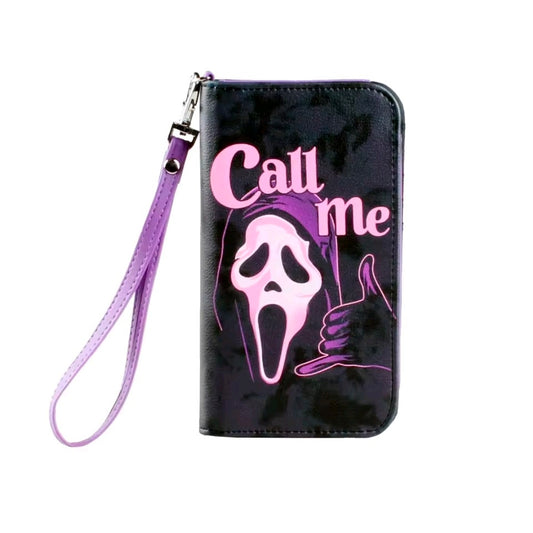 Scream Ghost Faux Leather Wallet Wristlet Clutch