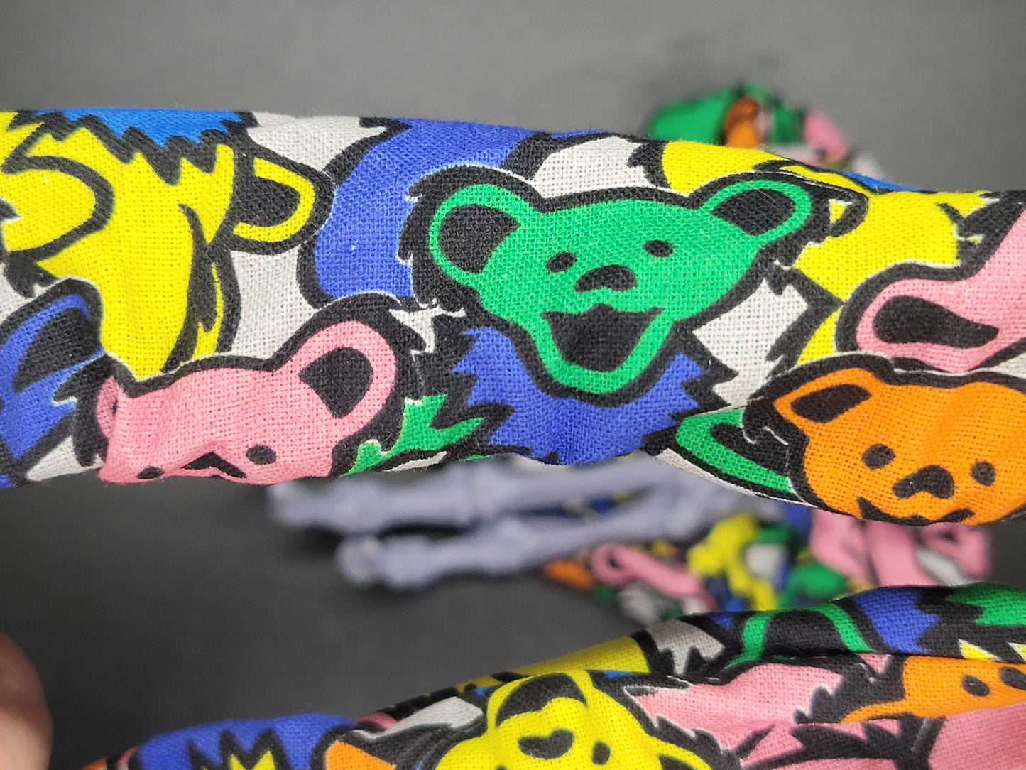 Grateful Dead Bear Cotton and Elastic Hair Tie Scrunchie