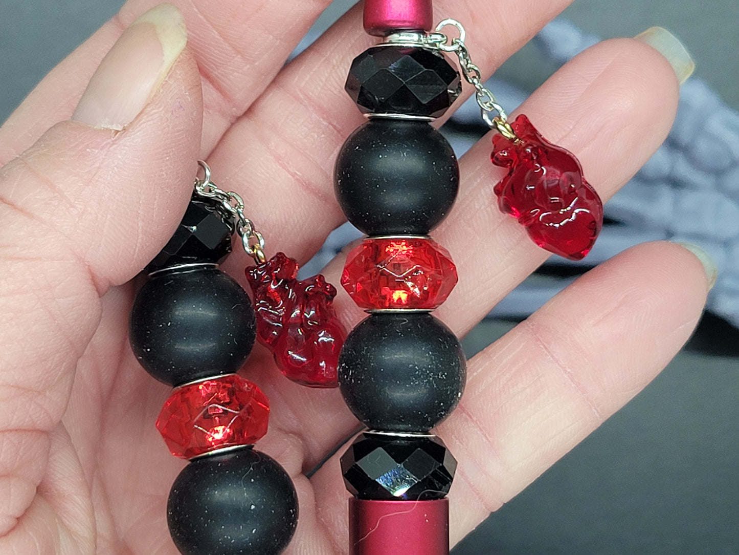 Bleeding Heart Beaded Pen with Refill