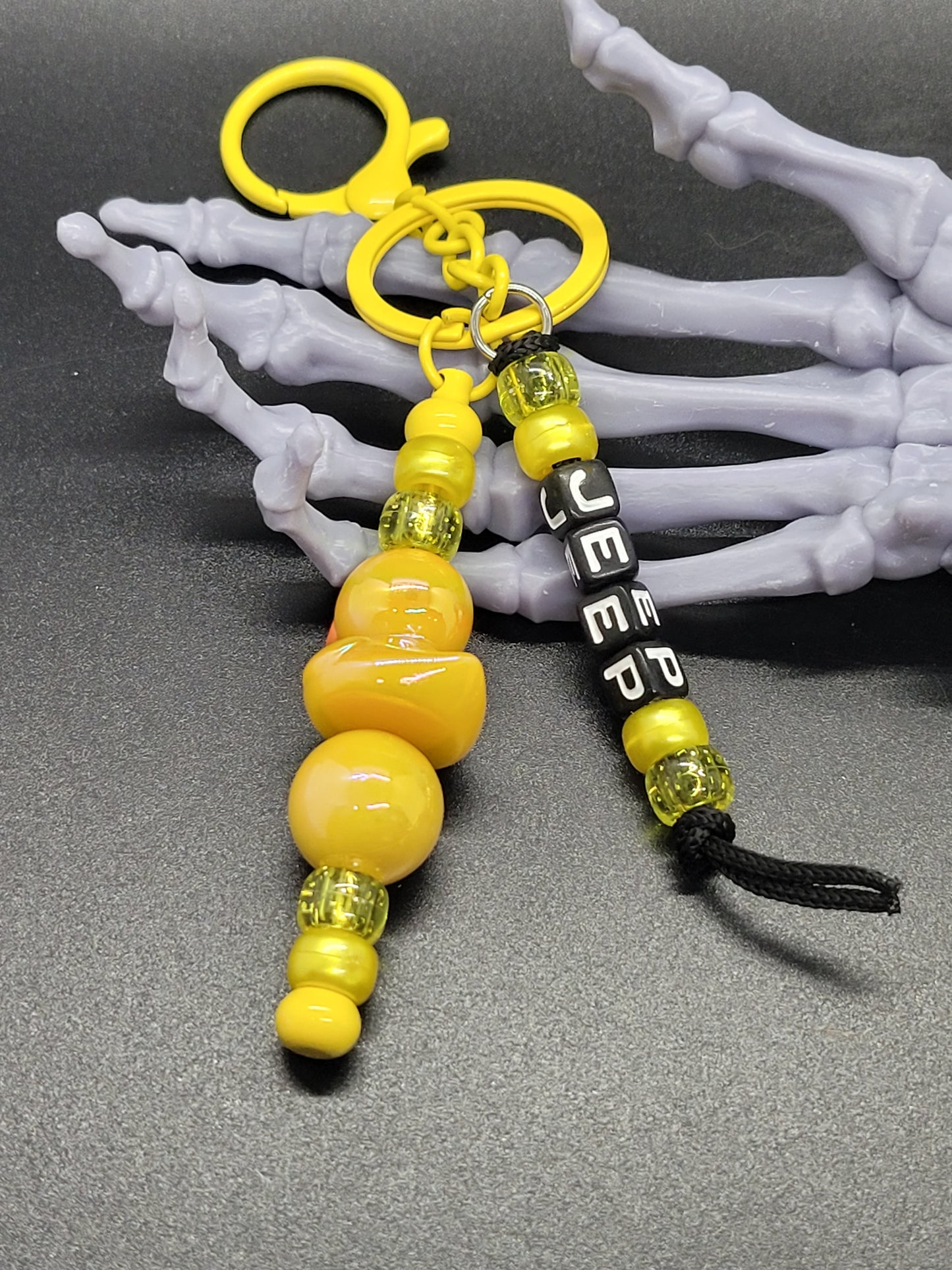 Rubber Ducky Beaded Key Chain Custom Phrase Yellow Keychain