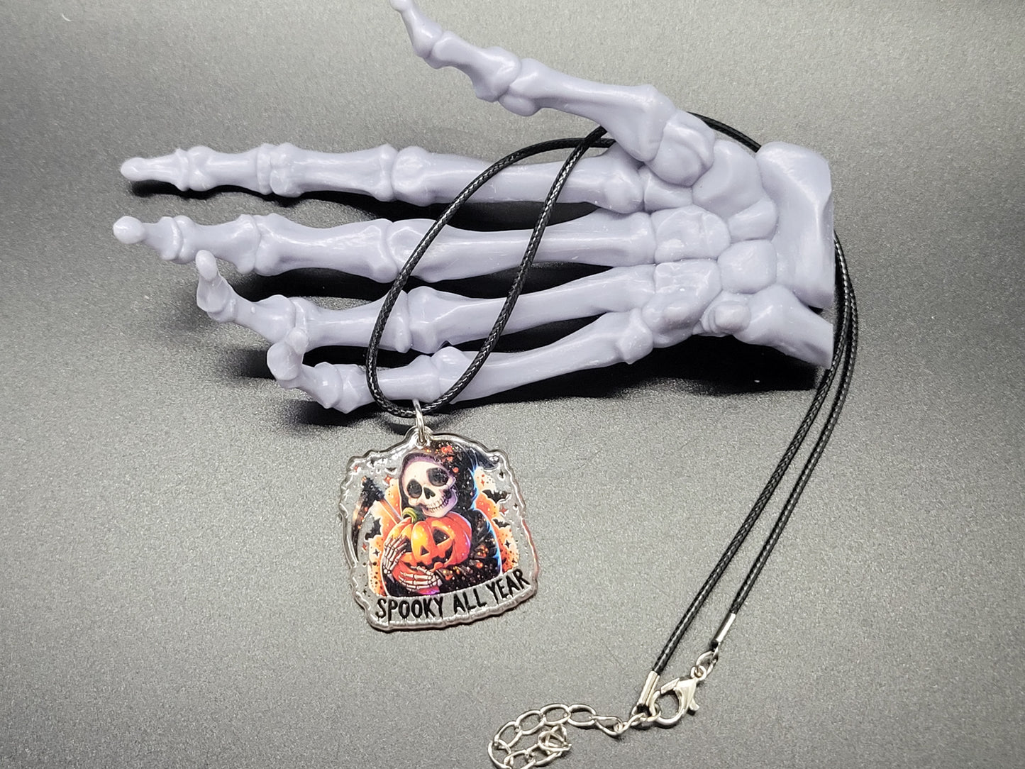 Spooky All Year Reaper Resin Earrings Necklace Valloween