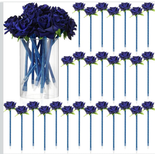 Blue Rose Pen Black Ink Writing Weddings