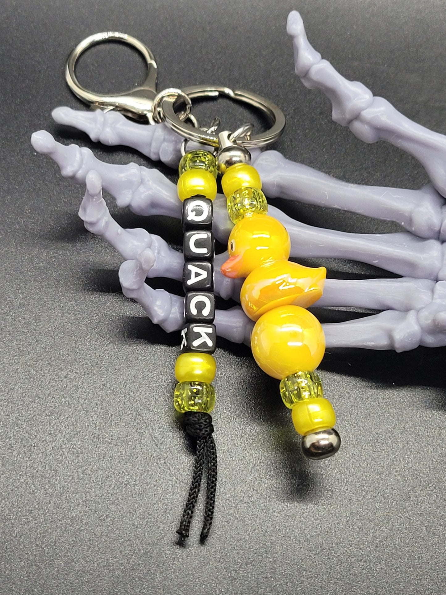 Rubber Ducky Beaded Key Chain Custom Phrase Yellow Keychain