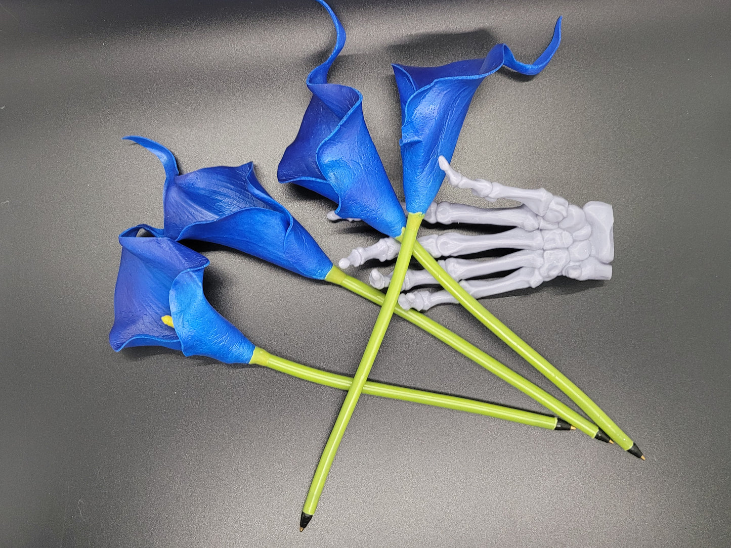 Sapphire Blue Calla Lily Pen Black Ink Writing Wedding
