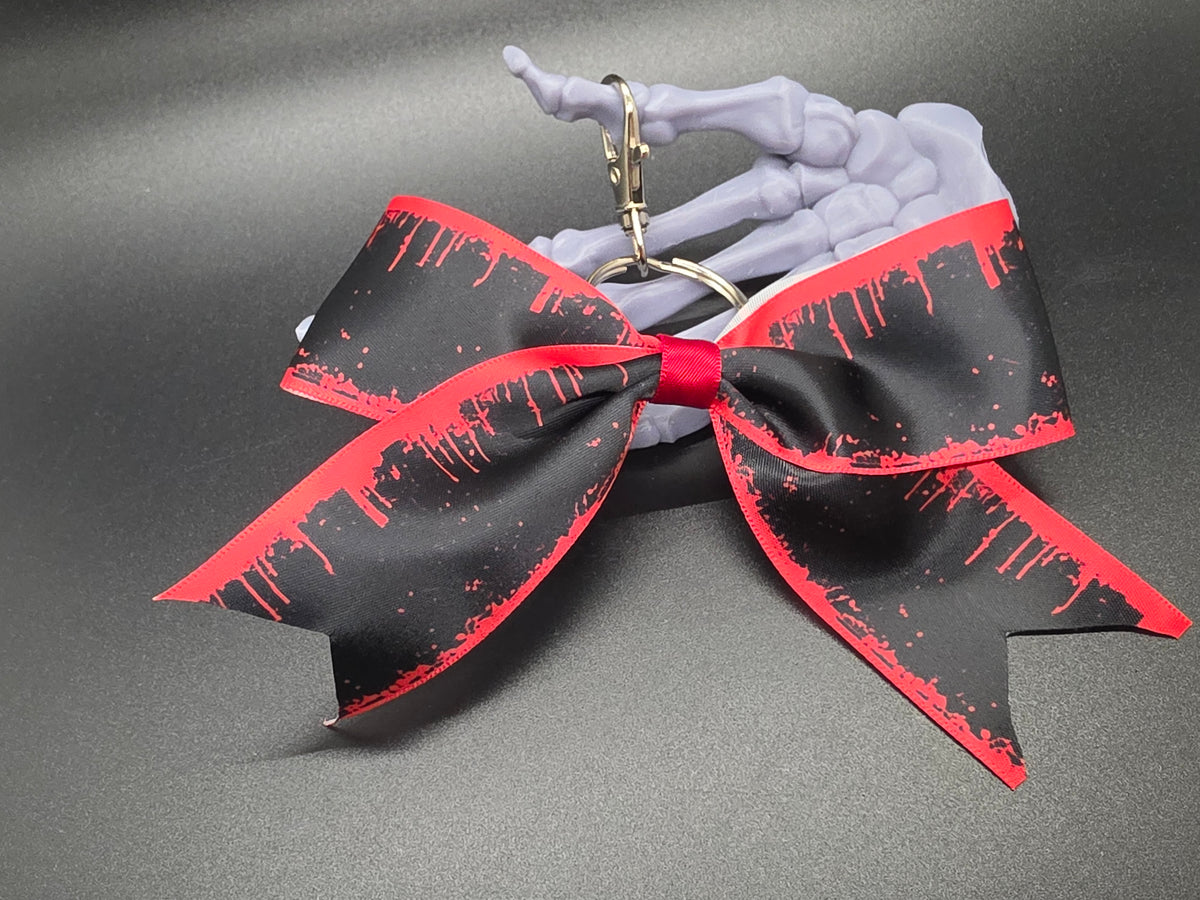 Halloween Bloody Prints 3 Purse Charm Cheer Bow Style Clip Handmade