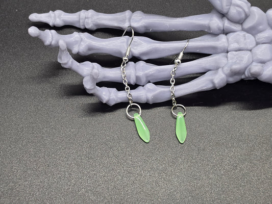Dainty Uranium Glass Drop Earrings Chain Vaseline Drop 4
