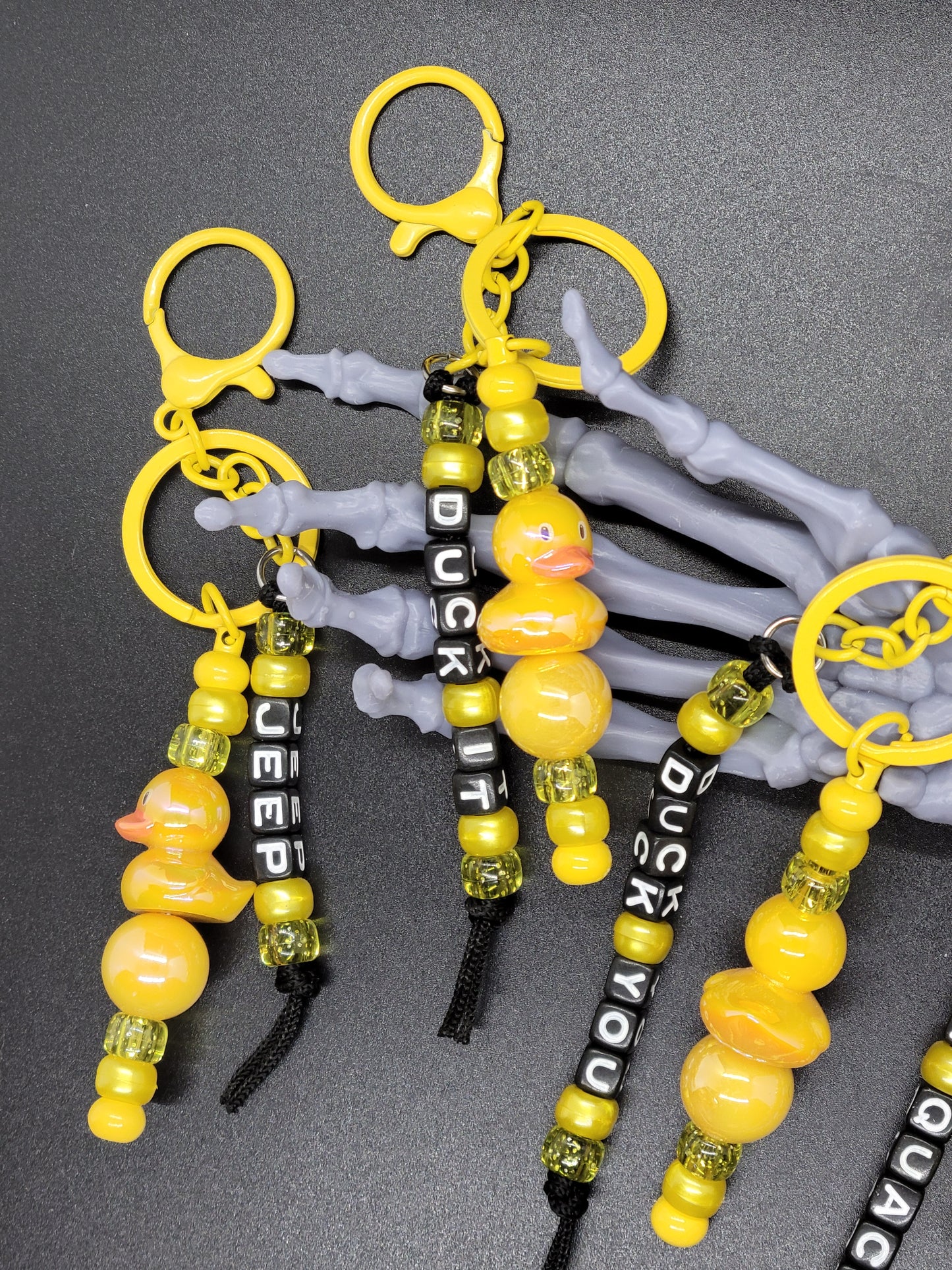 Rubber Ducky Beaded Key Chain Custom Phrase Yellow Keychain