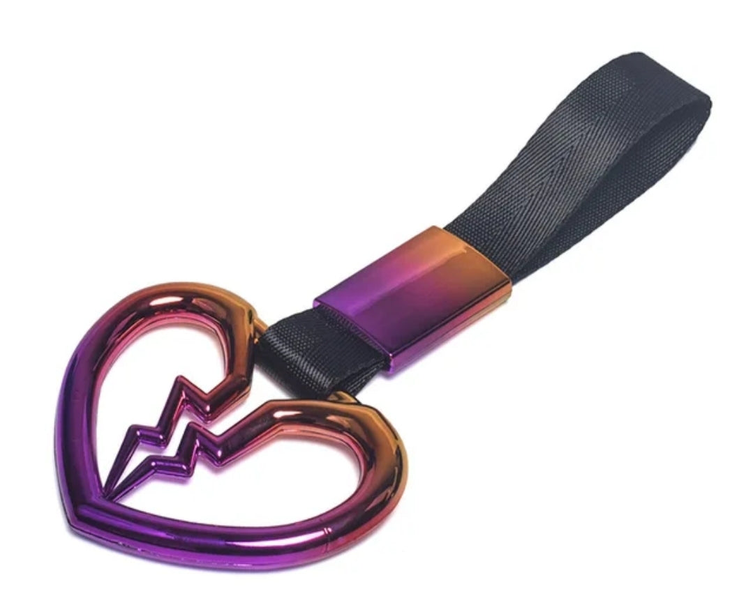 JDM Style Strap Tow Hook Handle Broken Heart Shape Plastic Car Decoration