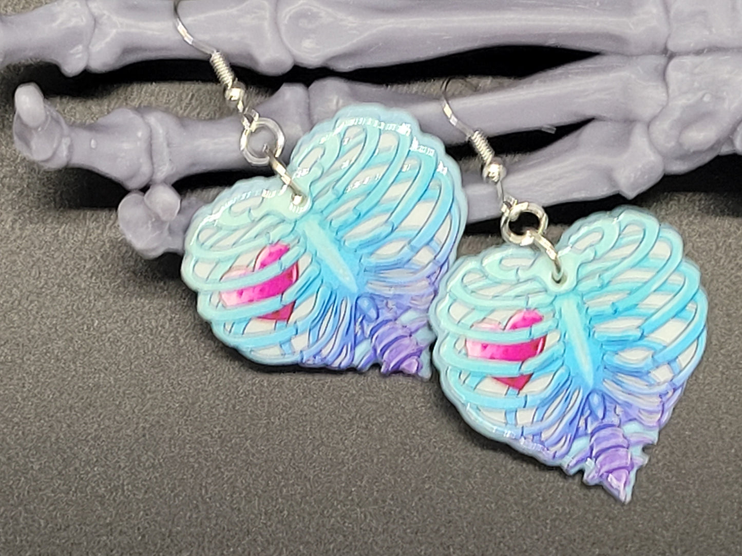 Ribcage Heart Valentine Resin Earrings Necklace Valloween
