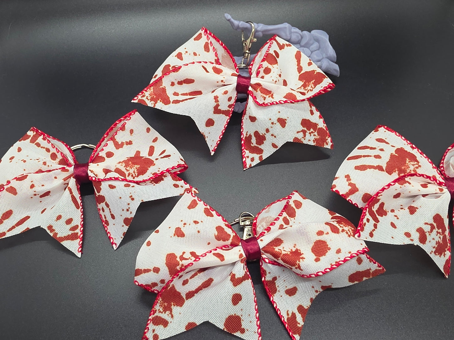 Halloween Bloody Prints 1 Purse Charm Cheer Bow Style Clip Handmade
