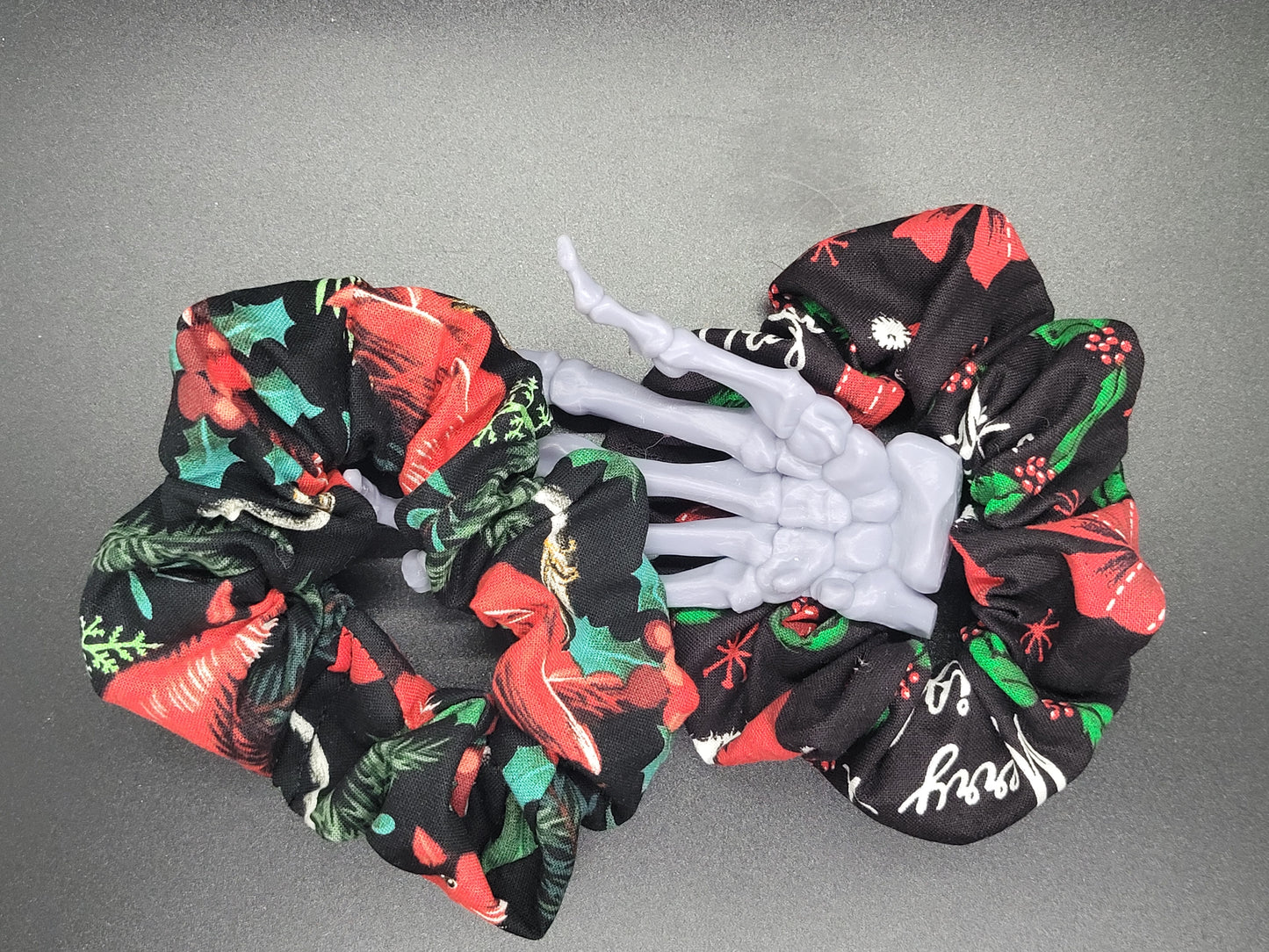 Christmas Cardinals Themed 100% Cotton and Elastic Hair Tie Scrunchie
