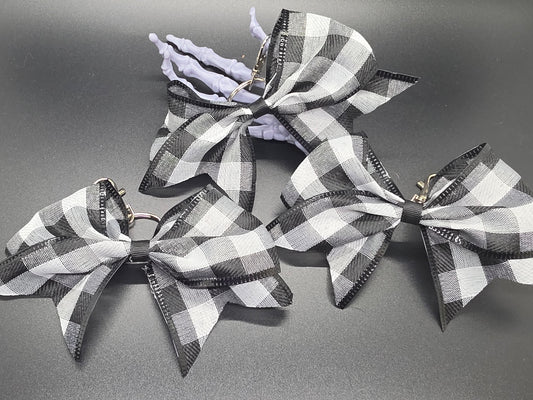 Black Check Purse Charm Cheer Bow Style Clip Handmade