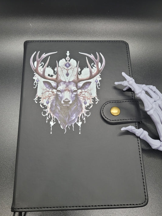 Mystic Deer Lined Blank Journal Book of Shadows Grimoire Faux Leather