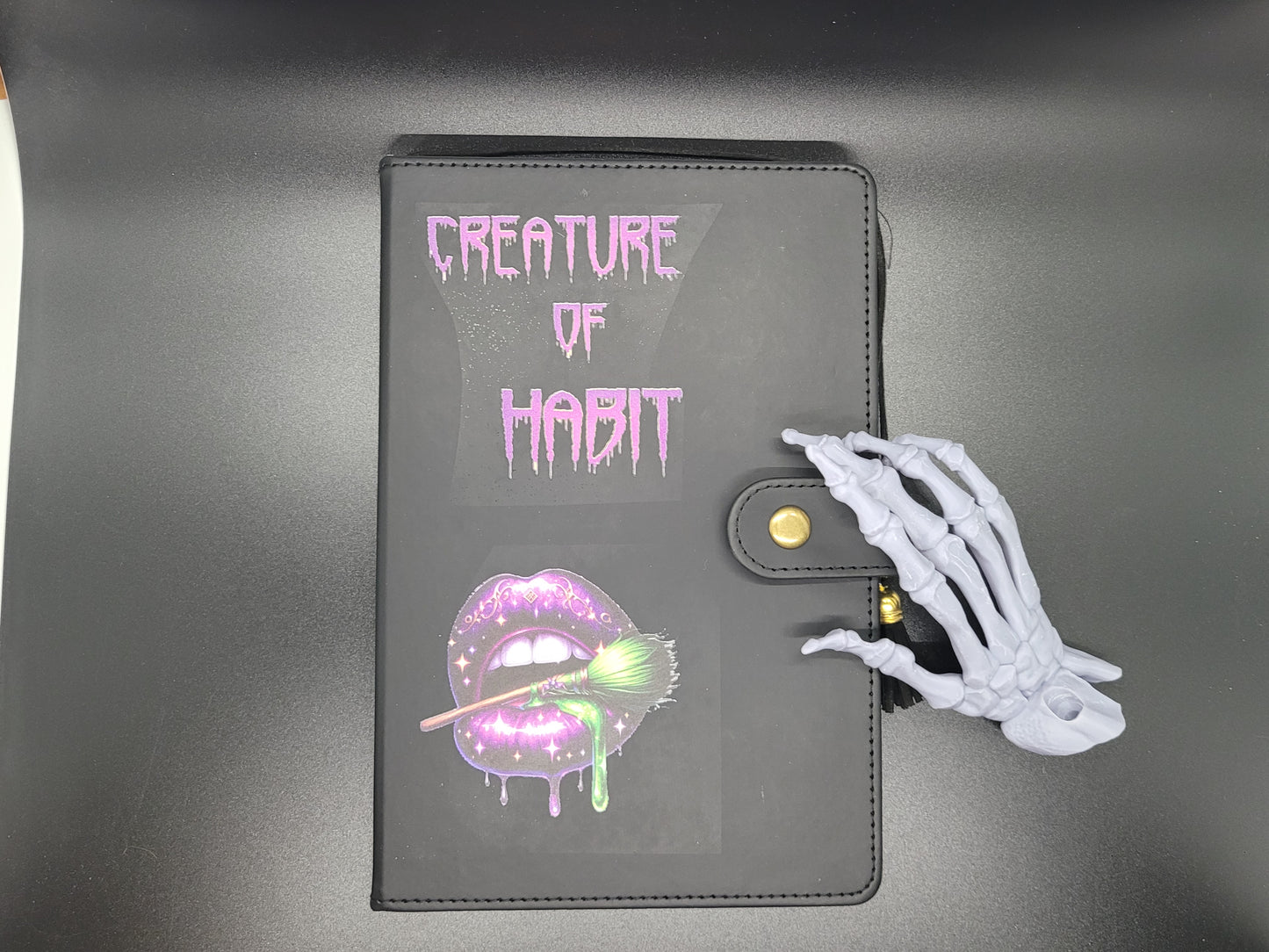 Creature Of Habit Lined Blank Journal Book of Shadows Grimoire Faux Leather